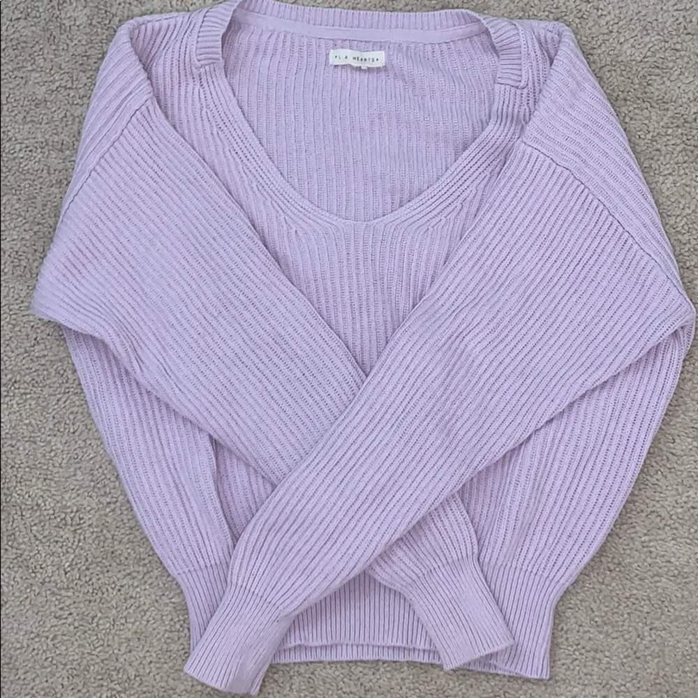Lavender loose knitted sweater, size extra small